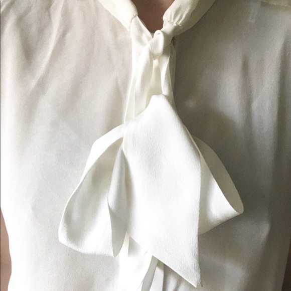 White Silk Sandro Front Tie Shirt - Picture 6 of 6
